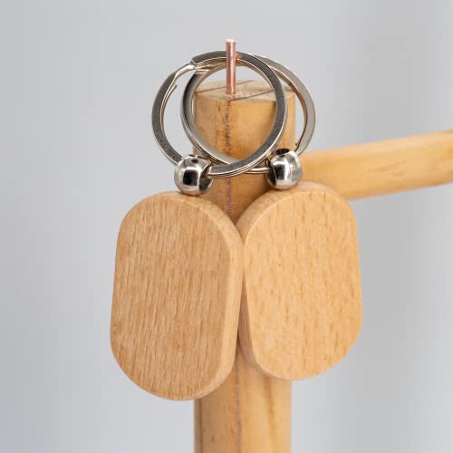 TFoRibbon Blank Wooden Key Tag Key Chain Rectangle Wood Engraving Blanks 20 Pack TFoRibbon