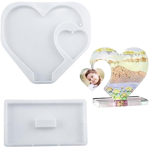 WORFACE Large Heart Photo Frame Resin Molds Picture Frame Silicone Molds, Epoxy Resin Picture Frame Mold for DIY Art Craft, Home Decor, Table WORFACE