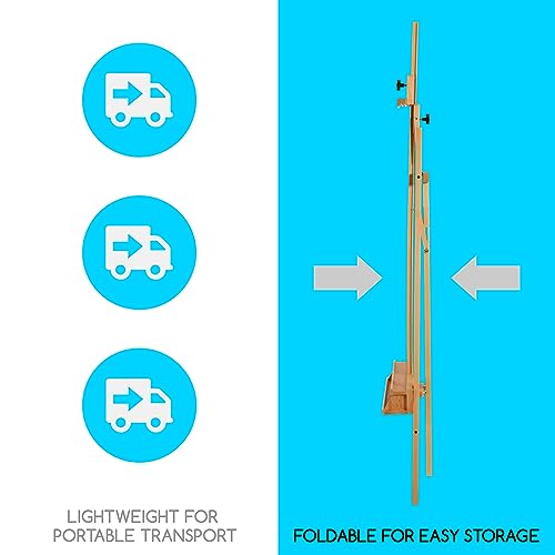 MEEDEN Large Painters Easel Adjustable Solid Beech Wood Artist Easel, Studio Easel for Adults with Brush Holder, Holds Canvas up to 48" MEEDEN