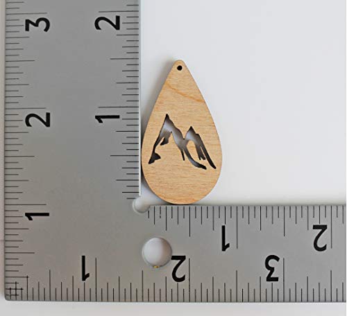 ALL SIZES BULK (12pc to 100pc) Unfinished Wood Laser Mountain Cutout Teardrop Shape with Cutouts Dangle Earring Jewelry Blanks Shape Crafts Made in Texan Wood Crafts