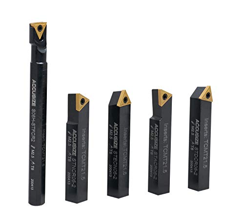 Accusize Industrial Tools 3/8" 5ps/set Indexable Turning Tool Set (4Ps turning + 1 PC boring), 2386-0038 Accusize Industrial Tools