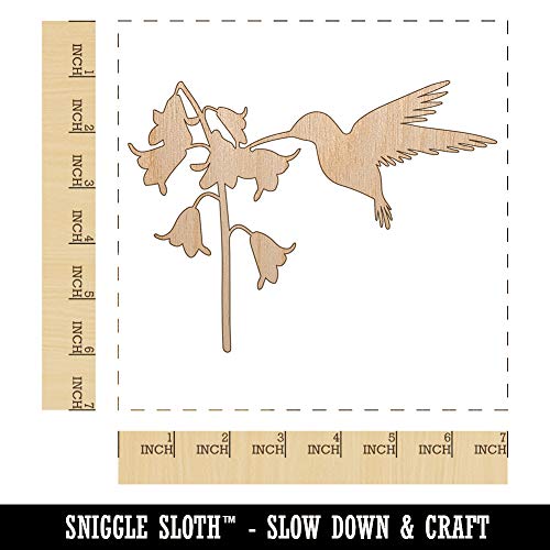 Hummingbird and Flower Unfinished Wood Shape Piece Cutout for DIY Craft Projects - 1/4 Inch Thick - 6.25 Inch Size Sniggle Sloth