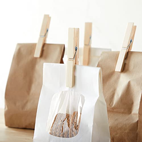 Juvale 100-Pack Large 4 Inch Wooden Clothespins - Heavy Duty Outdoor Clothes Clips for Hanging Clothes, Art, Crafts, Photo Displays Juvale