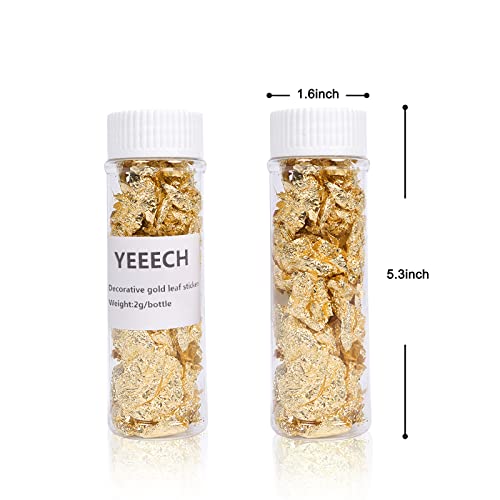 Yeeech Imitation Gold Foil Flakes for Resin Decoration Stickers for Nails Face Eyes Hair DIY Painting Crafts Makeup Body Art Yeeech