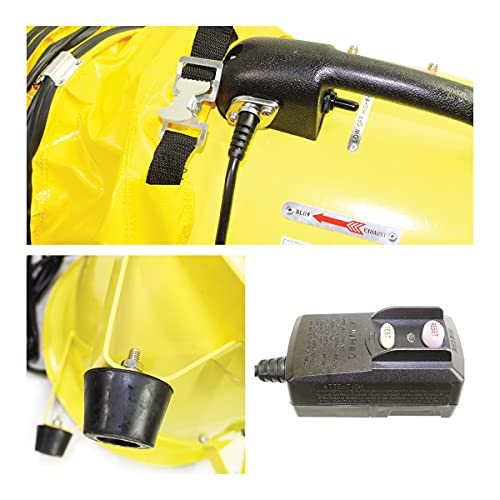 MaxxAir HVHF 12COMBO Heavy Duty Cylinder Fan with 20-foot Vinyl Hose, High Velocity Portable Utility Blower/Exhaust Axial Hose Fan, 12-Inch, Yellow MaxxAir