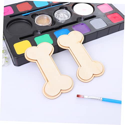 VILLCASE 24PCS Wood Embellishments Wood Bone Shape Christmas Unfinished Wood Cutout Dog Bone Wood Cutout Dog Bone Embellishments Round Labels Gift VILLCASE