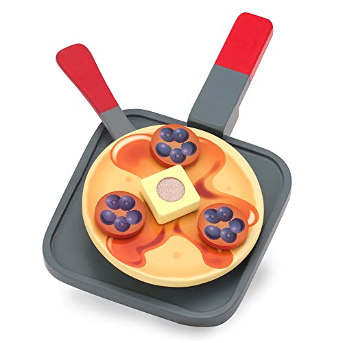 Melissa & Doug Flip and Serve Pancake Set (19 pcs) - Wooden Breakfast Play Food,Brown Melissa & Doug