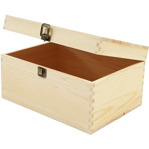 6 Pack Unfinished Wooden Boxes with Hinged Lids, Pinewood Magnetic Wood Box  for Crafts, Jewelry Storage (3.5 x 3.5 x 2 In)
