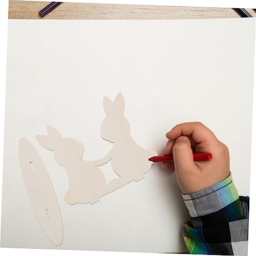 VOSAREA 10pcs White Rabbit Ornament Wood Rabbit Cutouts Wood Bunny Slice Bunny Shaped Wood Cutout Bunny Wooden Slices Easter Wood Embellishments DIY VOSAREA