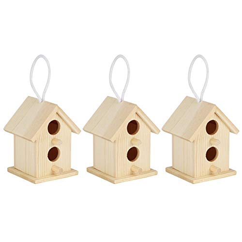 Meiyya Unfinished Birdhouse to Paint for Birdwatching with Perch, MoistureResistant Bird Nests, 3Pcs Birds Supplies Wooden Bird House for Swallows Meiyya