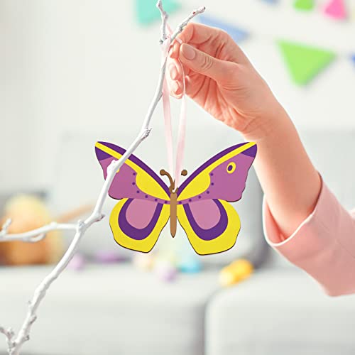 Large Size 7" Wooden Spring Ornaments to Paint, Butterfly Wooden DIY Blank Unfinished Round Wood Discs Ornament for Crafts Hanging Decorations(10PCS) Sophena