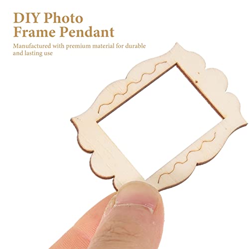 COHEALI 20pcs Undyed Wood Photo Frame Pendants Unfinished Wooden Cutout Shapes Pieces Necklace Earrings Charms Ornament for Jewelry Making DIY Craft COHEALI