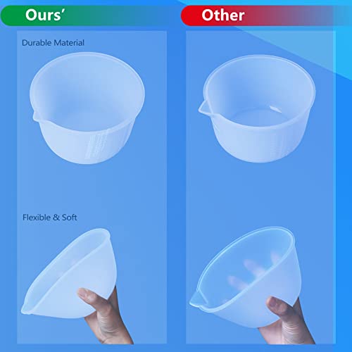 Silicone Resin Measuring Cups Tool Kit- 600ml/20oz Resin Mixing Cups, 2Pcs 100ml Measuring Cups, Silicone Stir Sticks, Resin Mixing Kit for Epoxy Demorex