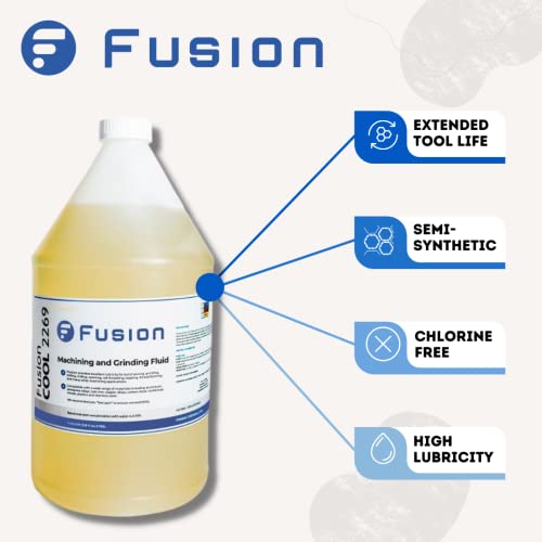 Machining and Grinding Fluid by Fusion Chemical | Cutting Oil for Drilling Metal | Fusion Cool 2269 | Semisynthetic Microemulsion Coolant | Extended Fusion Chemical