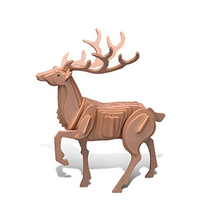 Puzzled 3D Puzzle Deer Wood Craft Construction Model Kit, Fun, Unique & Educational DIY Wooden Toy Assemble Model Unfinished Crafting Hobby Puzzle to