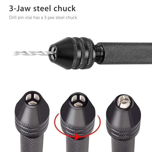 31Pcs Hand Drill Bits Set, SUNJOYCO Precision Pin Vise Rotary Tools with Micro Mini Twist Drill Bits (0.5-3.0mm) for Wood, Jewelry, Plastic, Craft SUNJOYCO