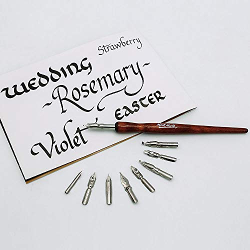 MONT MARTE Signature Calligraphy Dip Pen Set, 9 Nibs, Includes Wooden Dip Pen Handle, Interchangeable Nibs, Suitable for All Calligraphic Writing MONT MARTE