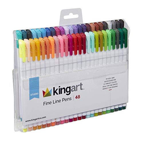 KINGART 418.18 Fine Line Color Ink Pens, Set of 48 Unique Colors, Tip Size 0.4 mm KINGART