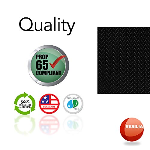 RESILIA Heavy Duty Garage Floor Runner & Protector Mat - Slip-Resistant Grip, Embossed Diamond Plate Pattern, Water & Stain Resistant, Black (4 feet RESILIA