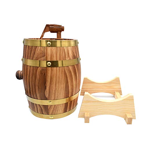Large 10L Oak Aging Barrels Whiskey Barrel Dispenser Wine Bucket No Leak for Storage Wine & Spirits & Whisky (with baked oak chips) Aimee_JL
