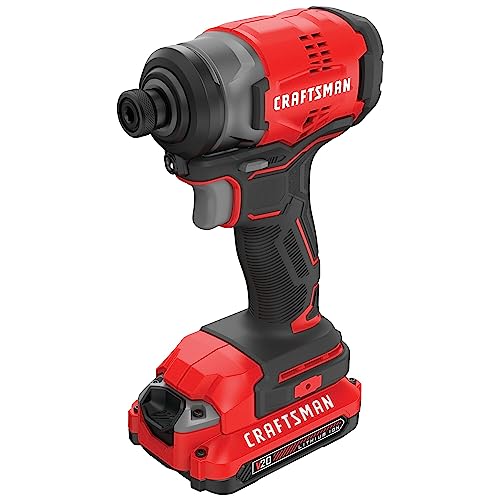 CRAFTSMAN V20 Cordless Impact Driver Kit, 1/4 inch, Battery and Charger Included (CMCF810C1) Craftsman