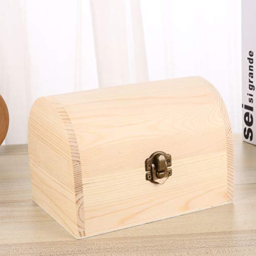 ARTIBETTER Unfinished Wooden Box Wooden Treasure Box Decorative Wooden Jewelry Box with Locking Clasp for Crafts Jewelry Storage ARTIBETTER