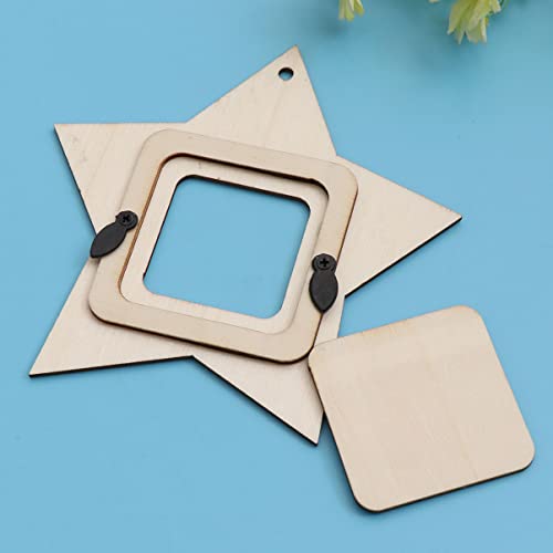 SEWACC 10pcs Mini Photo Frame Unfinished Wooden Picture Frame DIY Hanging Photo Frame Five-Pointed Star Shape Photo Frame for Home Decoration SEWACC
