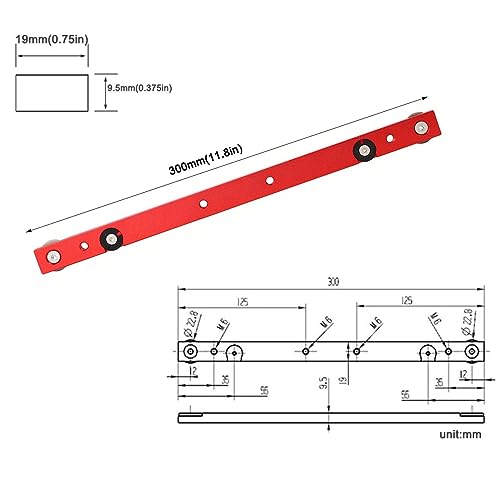 KETIPED Aluminium Alloy Miter Bar Clamping Tool Slider Table Saw Gauge Rod T-Slot Track Bar Rail for Router Tables and Woodworking,300mm-Red KETIPED