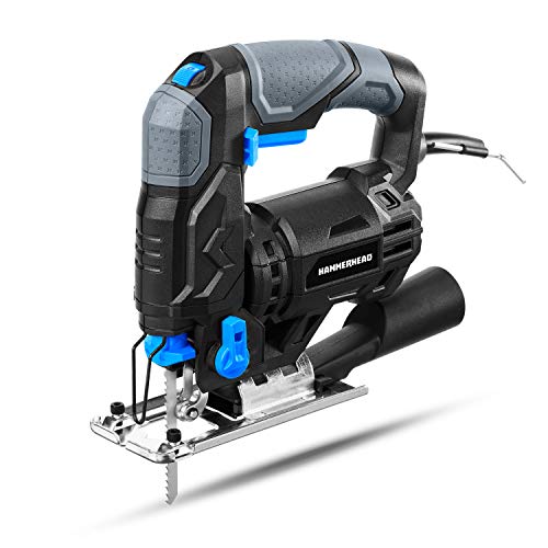 Hammerhead 4.8-Amp 3/4 Inch Jig Saw with 2pcs Wood Cutting Blades, Variable Speed and Orbital Function - HAJS048 Hammerhead