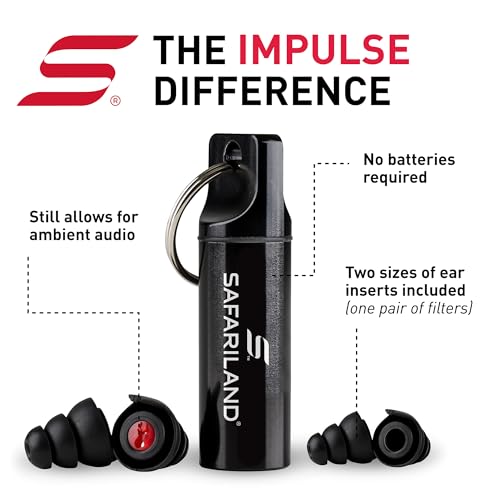 Safariland Pro Impulse Hearing Protection, in Ear Earplugs with Keychain Storage Case - Hearing Protection for Firing Range, Shooting and Hunting Safariland