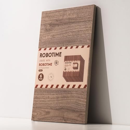 ROBOTIME 6Pcs 3mm Walnut Plywood, 1/8 Plywood Crafting Wood Sheets for Laser Cutting & Engraving, Thin Walnut Boards for Wood Project, 12"x20" ROBOTIME