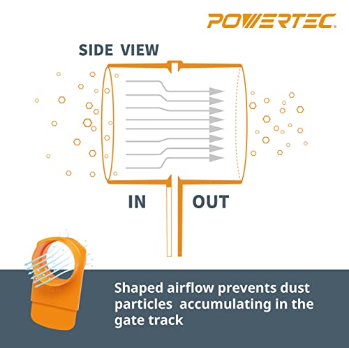 POWERTEC 70304 2-1/2” Dust Collection Fittings Network w/Reducer, Blast Gates, Pipes, 90-Degree Elbow Connector, Y-fittings, Mounting Brackets POWERTEC