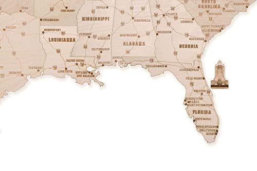 Wood Trick Wooden United States Map Kit for Wall - w/Landmarks Cities & Routes - Big - 52x32β³ - Perfect Wood Gift for Travel Wedding & Decor - Very Wood Trick