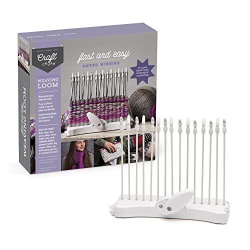 Craft Crush Weaving Loom Craft Kit - Learn to Weave Scarves, Gloves, Home Décor - Modern Design Mini Craft Kit for Teens & Adults - Easy-to-Use, Fast Craft Crush