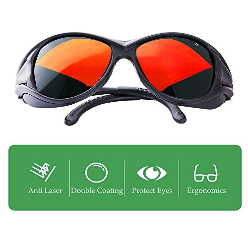 Laser Safety Goggles 532nm OD 6+ Professional 180nm-532nm Wavelength Violet/Blue/Green Laser Protective Glasses for 405nm, 445nm, 450nm,473nm 532nm JILERWEAR