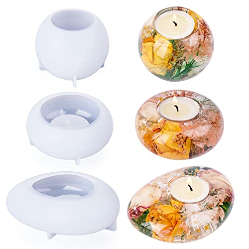 LET'S RESIN Tealight Candle Holder Resin Molds Silicone,3Pcs Tea Light Candle Holder Silicone Molds for Resin,Plaster,Cement Concrete,Resin Epoxy LET'S RESIN