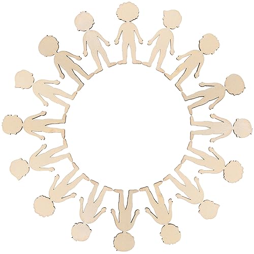 COHEALI 50pcs Wooden Boy Cutout Unfinished People Shaped Craft Sticks Blank Wooden Slices for DIY Projects COHEALI