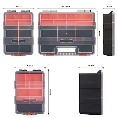 CASOMAN Hardware & Parts Organizers, 4 Piece Set Toolbox, Compartment Small Parts Organizer, Versatile and Durable Storage Tool Box CASOMAN