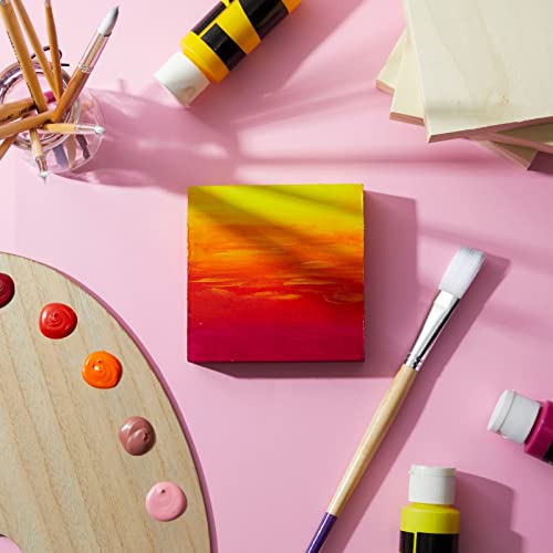 4x4 Wood Canvas Boards for Painting, Blank Deep Cradle Canvas for Art Projects (6 Pack, 0.85 in Thick) Bright Creations