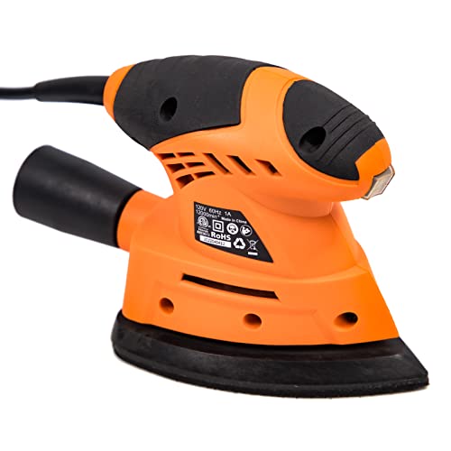 Seel Force PMS120 12000 OPM Mouse Detail Sander with 360 degree Rotatable Sanding Pad, Efficient Dust Collection System and 20 pcs Sandpapers for Steel Force