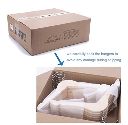 Nature Smile 20 Pack Unfinished/Natural Kids Baby Children Toddler Wooden Shirt Dress Coat Hangers with No Painting - 360°Stronger Anti-Rust Chrome Nature Smile