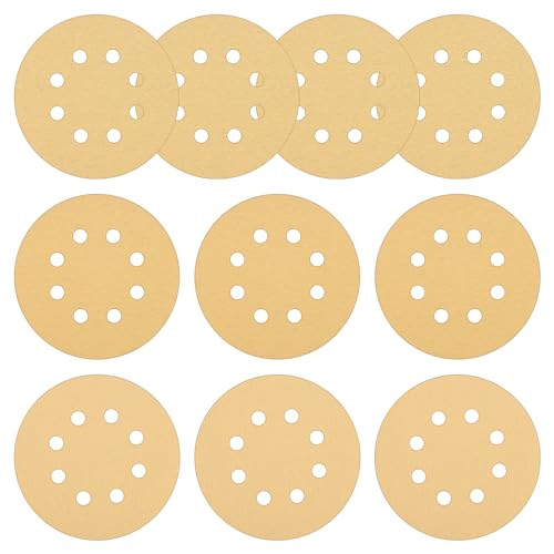 Greenworks 10Pcs 5" 8-Hole Hook and Loop Sanding Discs Pad Kit Random Orbit Sandpaper, 80/120/220 Grit Fine Sander Greenworks