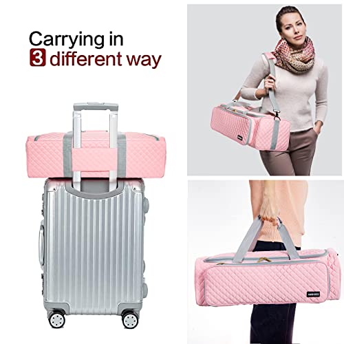 AMOIGEE Carrying Case for Cricut Explore Air 2, Cricut Maker 3, Cricut Explore 3, Pink Storage Organizer for Cricut accessories, Quilted Cricut Bag AMOIGEE
