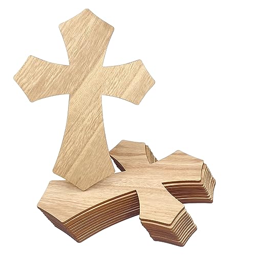 12 Inch 12 Pack Wood Cross Unfinished Wooden Crosses for Crafts Blank Wood Cross for Wall Decor DIY Project Cregugua