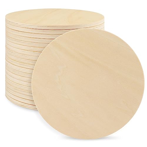 20 PCS 8 Inch Unfinished Wood Circles, Thickness 6 mm, Wooden Rounds for Crafts, Wood Discs for DIY Painting Decorations, Weddings and Parties,by GNIEMCKIN