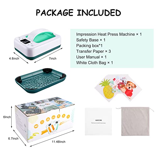 Legooin Heat Press Machine for T-Shirts, 7" × 5" Portable Fast Heat-up Mini Easy Press with Timing Function & Insulated Base, Ideal for T-Shirts, Legooin