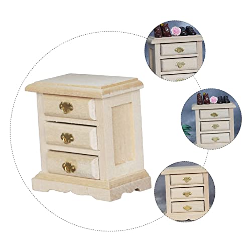 ibasenice 1pc Bedside Table Model Mini End Table Dollhouse Bedroom Unfinished Nightstand Dollhouse Dressing Table Miniature Furniture Wood Night ibasenice