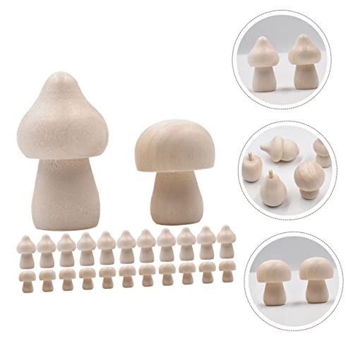 FUNOMOCYA 40pcs Wooden Fruit Ornaments Natural Unfinished Mushrooms DIY Unpainted Mushroom for Crafts Kids Unfinished Mushroom Kids Paint Mushroom FUNOMOCYA