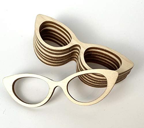 6-Pack Cat's Eye Glasses Unfinished Wood Cutout DIY Crafts Door Hanger Sign Ready to Paint Crafts All Sizes Texan Wood Crafts