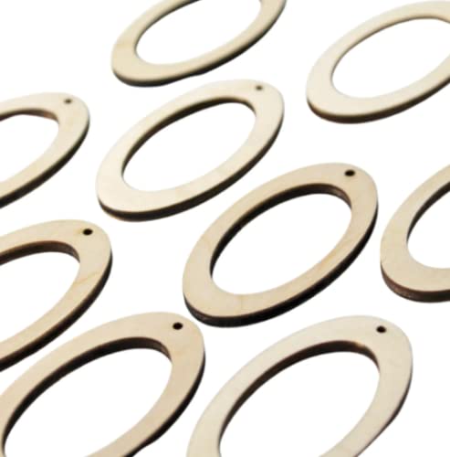 ALL SIZES BULK (12pc to 100pc) Unfinished Wood Wooden Hollow Oval Hoop Circle Frame Laser Cutout Dangle Earring Jewelry Blanks Charms Ornaments Shape Texan Wood Crafts